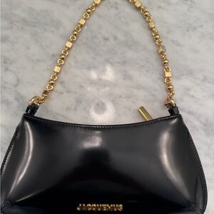 Jacquemus Black Bag with Gold Chain